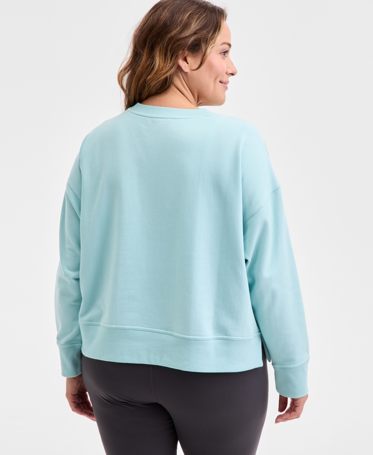 Id Ideology Women's Crewneck Vented-hem Sweatshirt, Macy's Exclusive In Blue