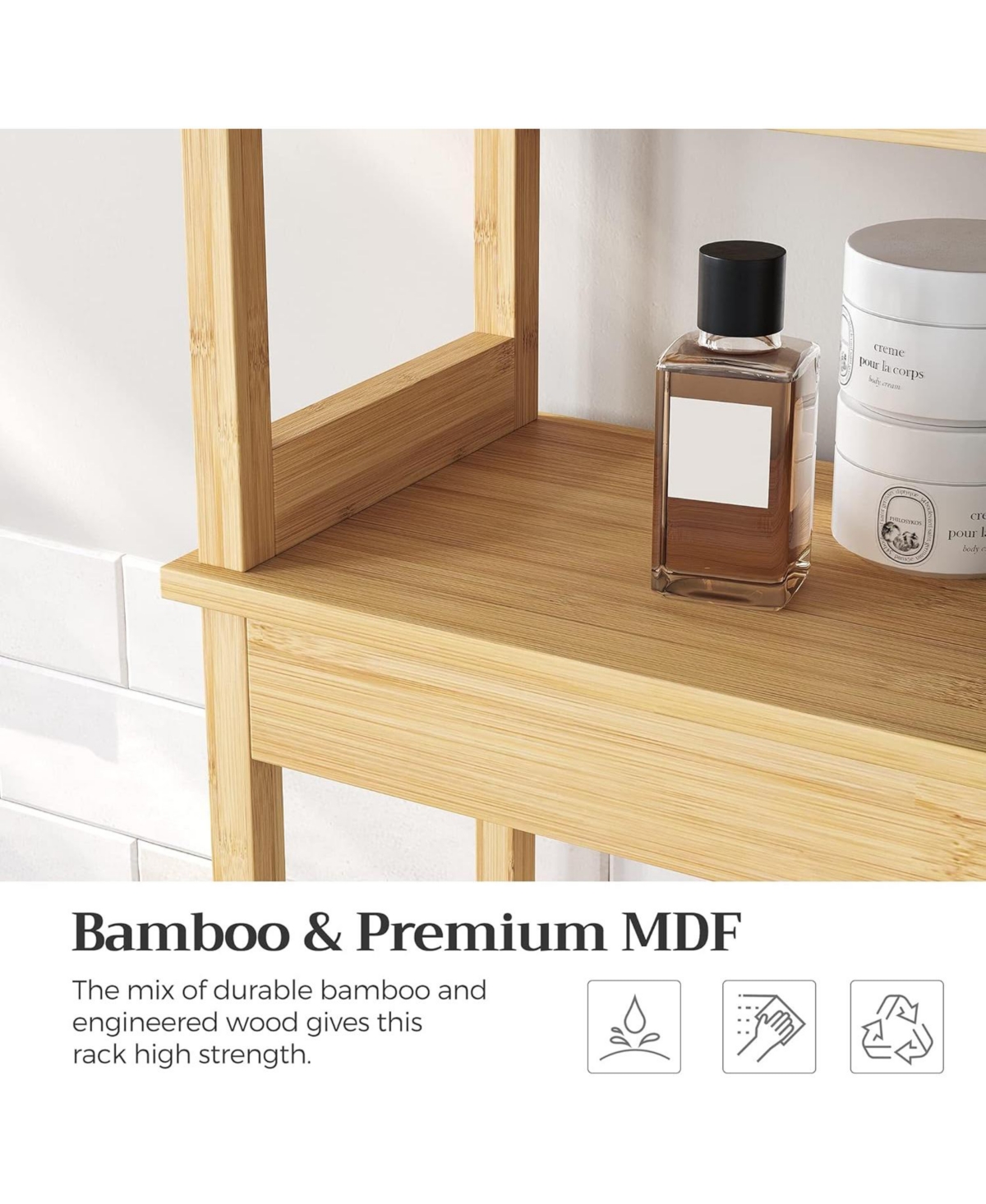 Vanirror Over The Restroom Storage Cabinet with Adjustable Shelf - Space-Saving Bathroom Organizer in Natural Beige