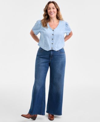 Plus Size Moxie Cotton Denim Blouse