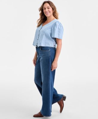 Plus Size Mid Rise 318 Shaping Wide-Leg Jeans