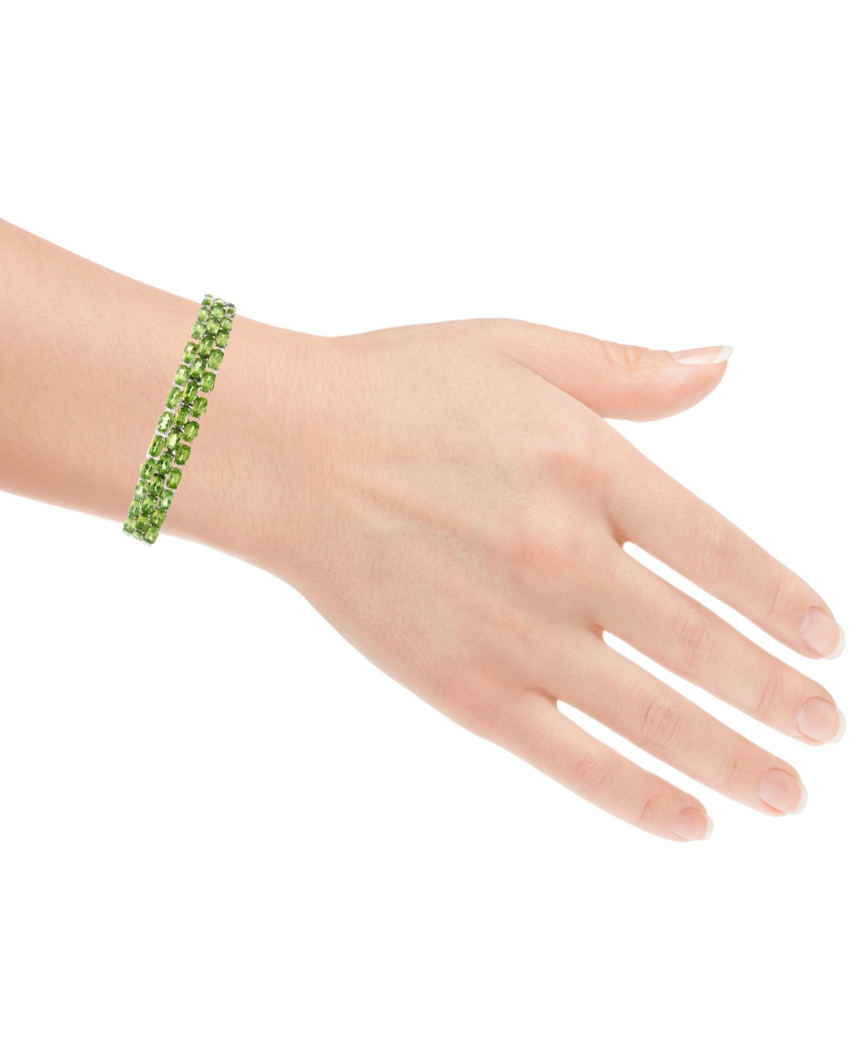 Macy's Tanzanite Oval-cut Triple Row Bracelet (17-3/8 Ct. T.w.) In Sterling Silver (also Available In Perid In Green