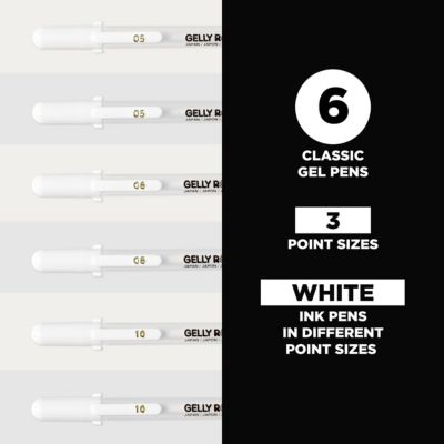 Classic Gelly Roll White Pens, 6 Pack