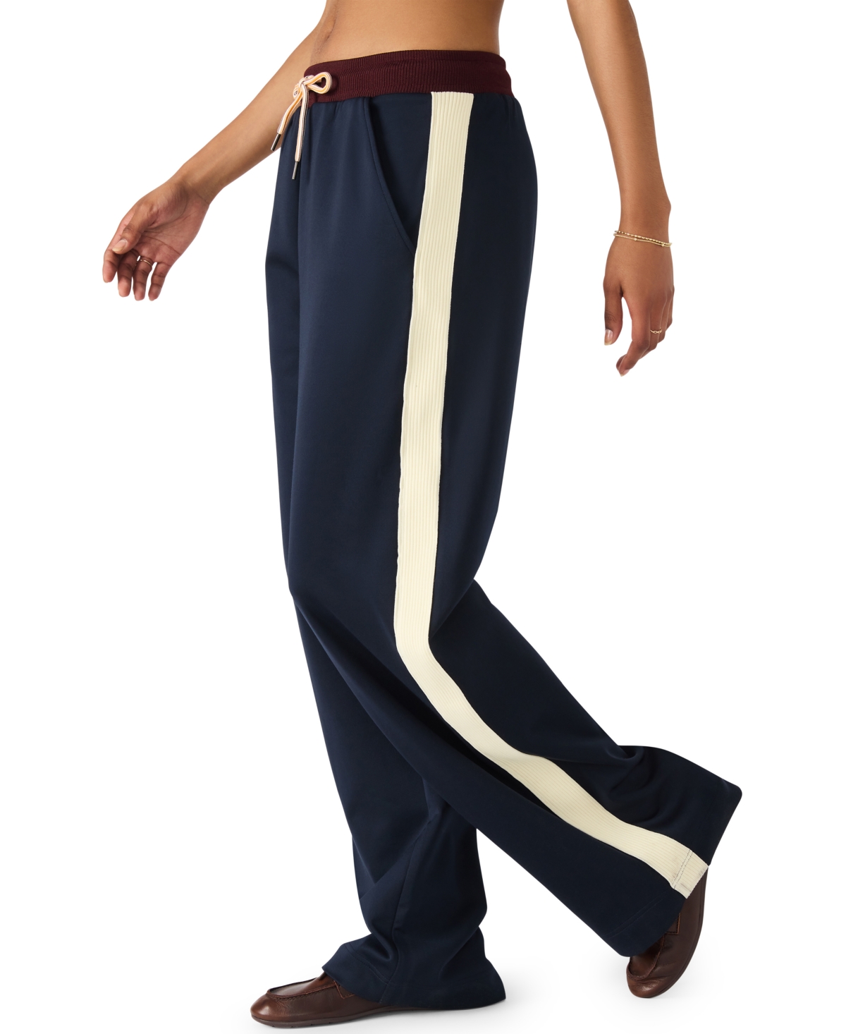 Steve Madden Daisy Side Stripe Wide Leg Pants In Blue