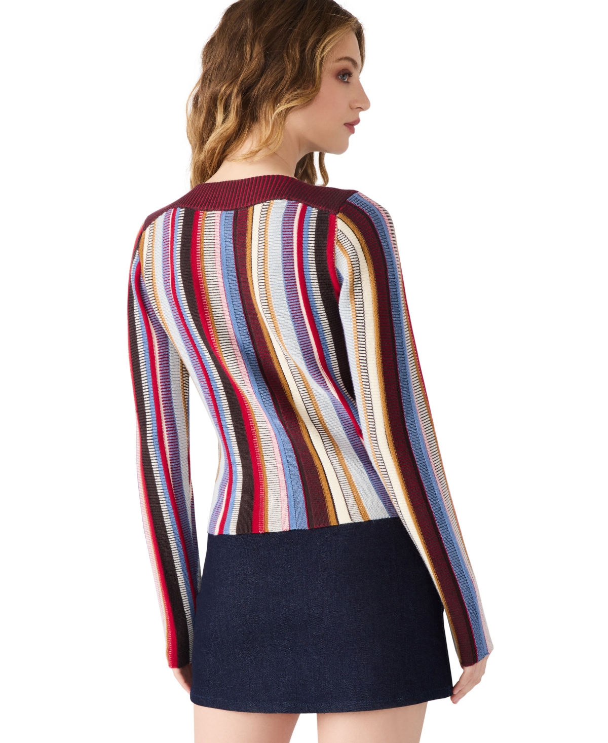 Steve Madden Women's Serra Stripe Rib Mix Knit Sweater In Multi