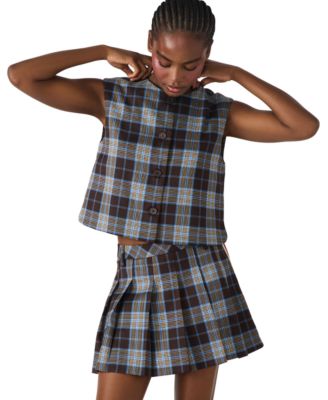 Women's Alessa Plaid Pattern Sleeveless Top