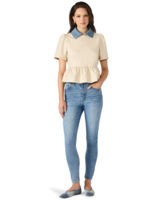 Women's Emeline Faux Leather Collar Top