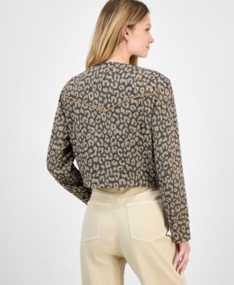 Women's Leopard-Print Crop Jacket 