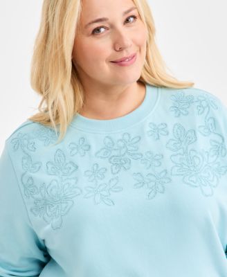 Plus Size Embroidered Crewneck Sweatshirt, Macy's Exclusive