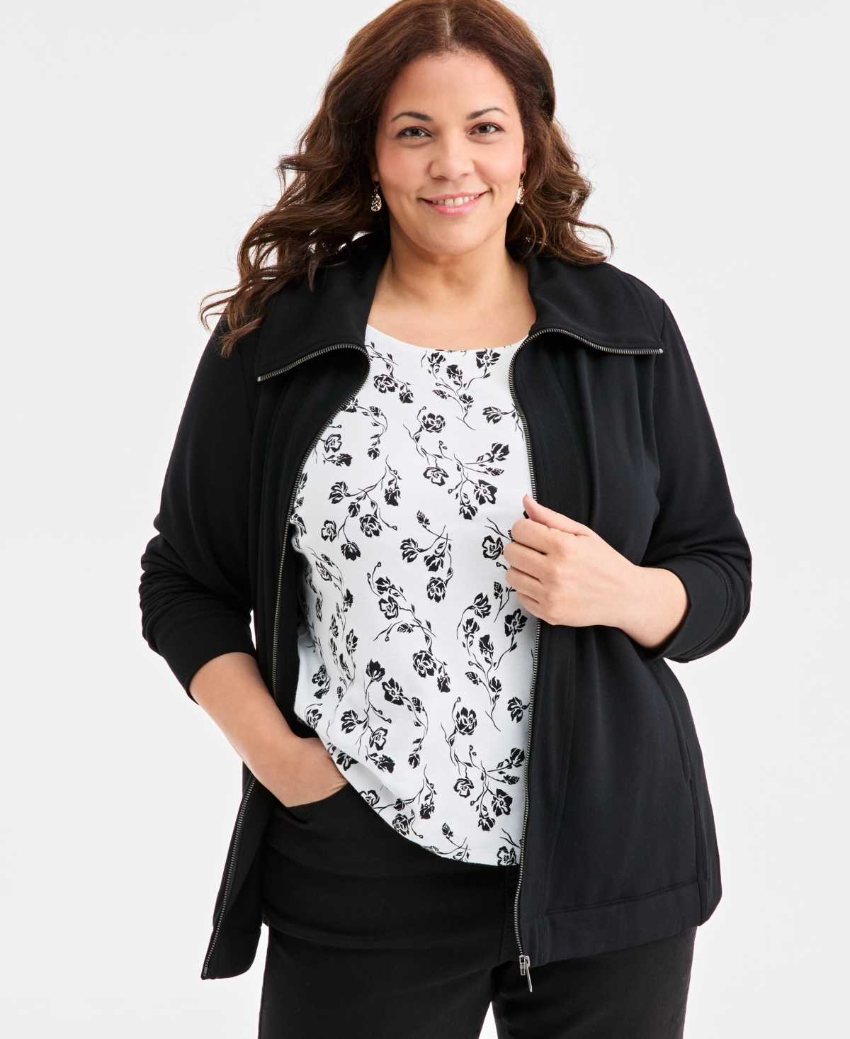 Style & Co Plus Scoop-Neck Long-Sleeve Knit Top