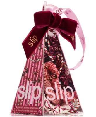 4-Pc. Pure Silk Candy Cane Skinny Scrunchies Set