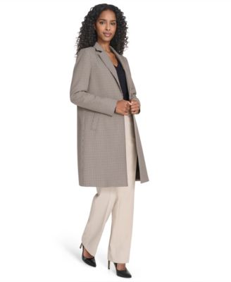 Women's Houndstooth Pattern Topper Long Jacket