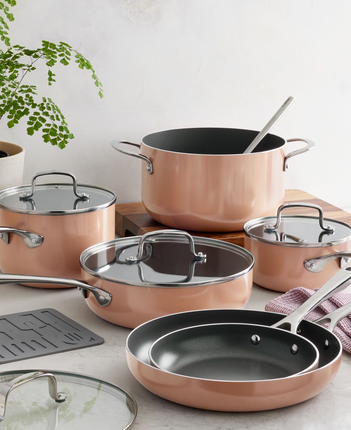 The Cellar Aluminum Nonstick 11-pc. Cookware Set, Macy's Exclusive In Brown