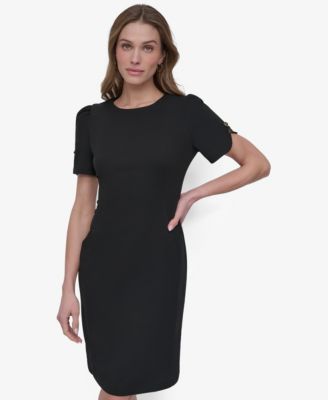Women's Short Sleeve Scuba Crepe Sheath Knee-length Dress