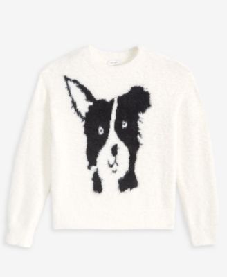 Women's Eyelash Dog Crewneck Sweater, Macy's Exclusive