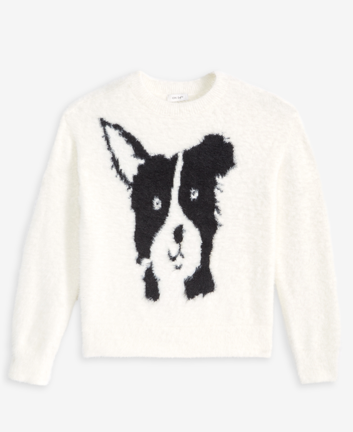 On 34th Women's Eyelash Dog Crewneck Sweater, Macy's Exclusive In Multi
