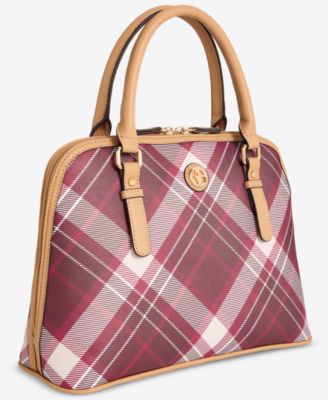 Plaid Dome Satchel Bag, Macy's Exclusive