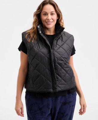 Plus Size Reversible Relaxed Zip-Front Sherpa Vest