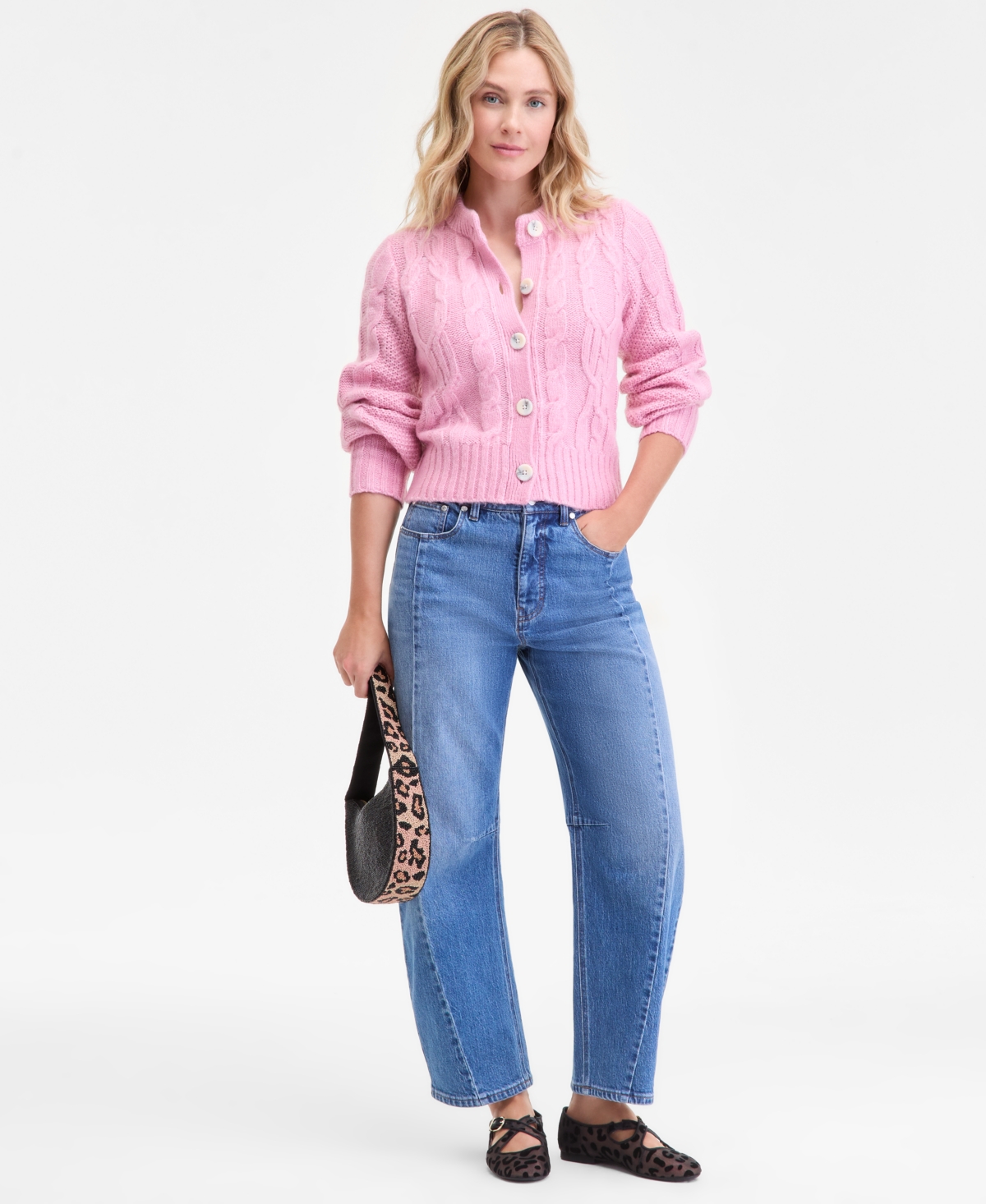 On 34th Women's Chunky Cable-knit Cardigan, Macy's Exclusive In Pink