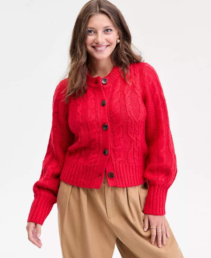 Women's Chunky Cable-Knit Cardigan - thumbnail 4