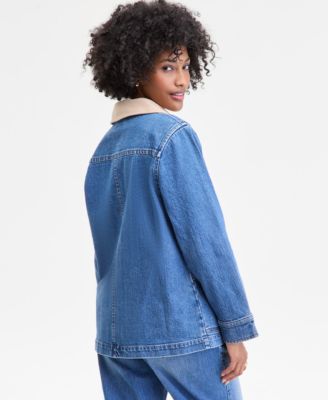 Women's Corduroy Collar Denim Barn Jacket, Macy's Exclusive