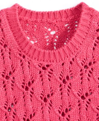 Women's Open-Stitch Crewneck Sweater, Macy's Exclusive