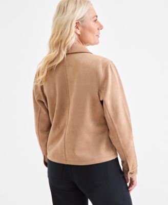 Women's Faux-Suede Button-Front Jacket, Macy's Exclusive