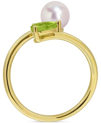 Cultured Freshwater Pearl & Garnet Ring (1/2 ct. t.w.) in 18k Gold-Plated Sterling Silver