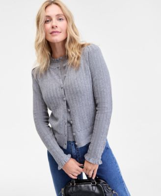 On 34th - Women's Puff-Shoulder Pointelle-Knit Cardigan