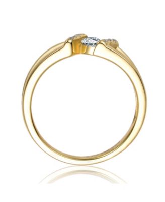 Sterling Silver 14K Gold Plated Clear Cubic Zirconia Band Ring
