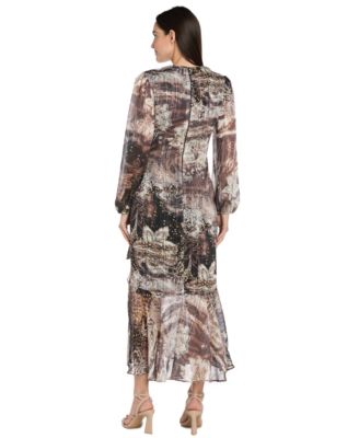 Women's Chiffon Surplice-Neck Midi Dress