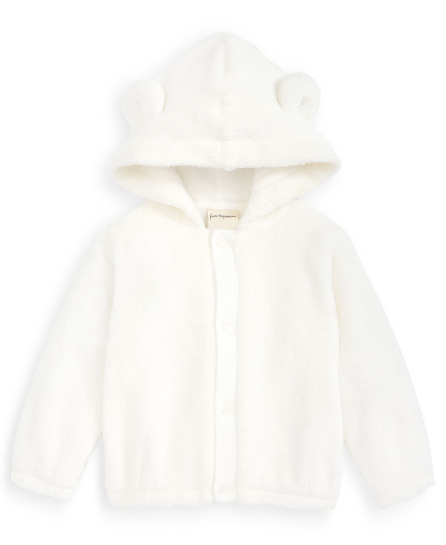Куртка First Impressions Bear-Ear Hooded Faux-Sherpa Jacket для малышей, цвет: Белый — фото 1