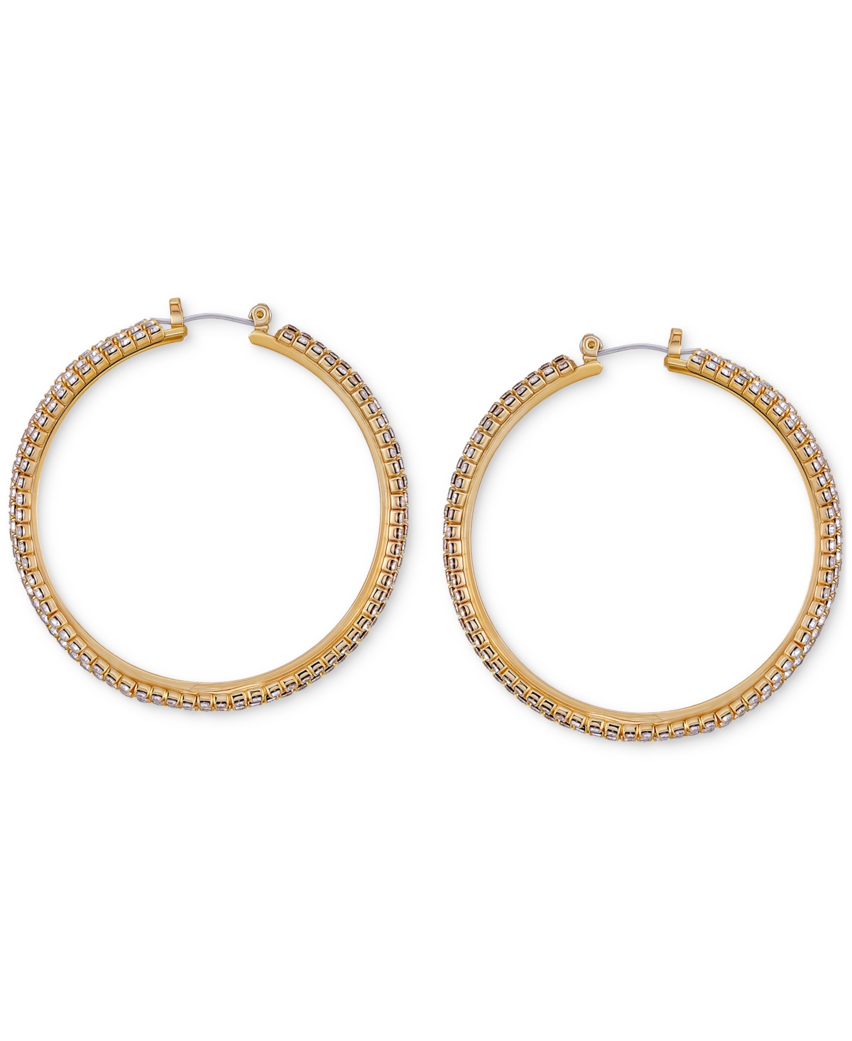 Guess Crystal Pave Large Hoop Earrings In Gold