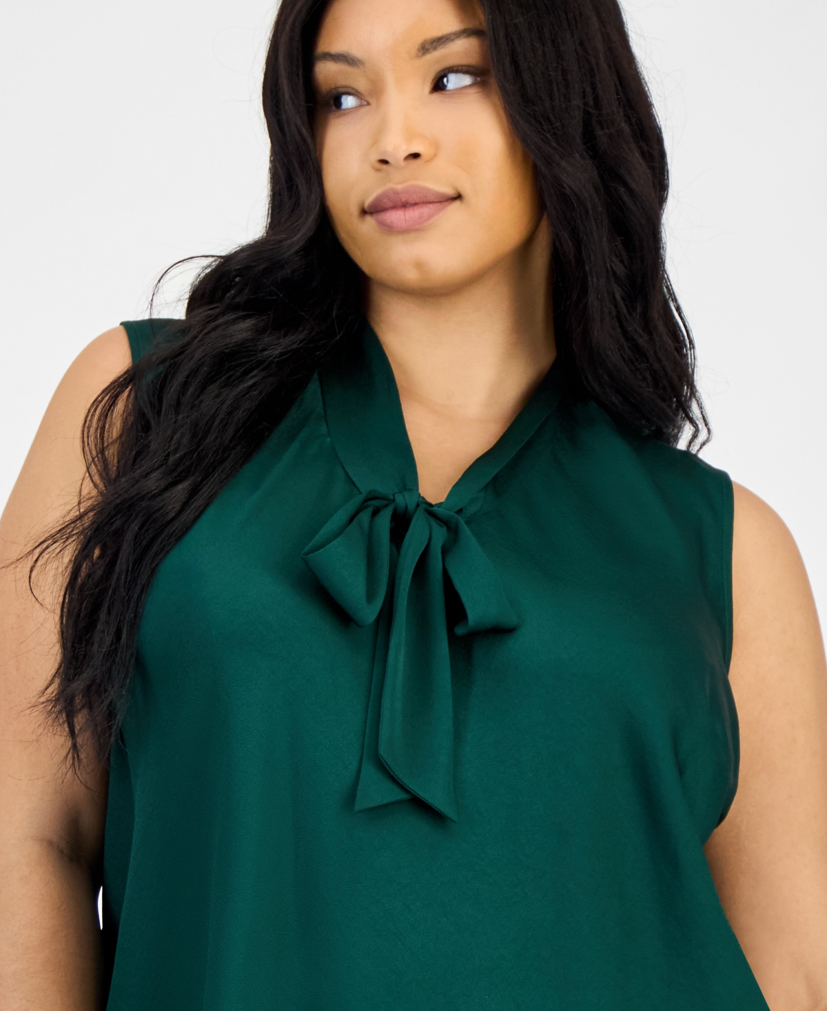 Kasper Plus Tie-Neck Sleeveless Top