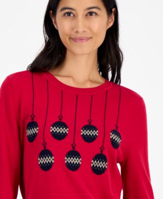 Women's Cotton Holiday V-neck sweater
