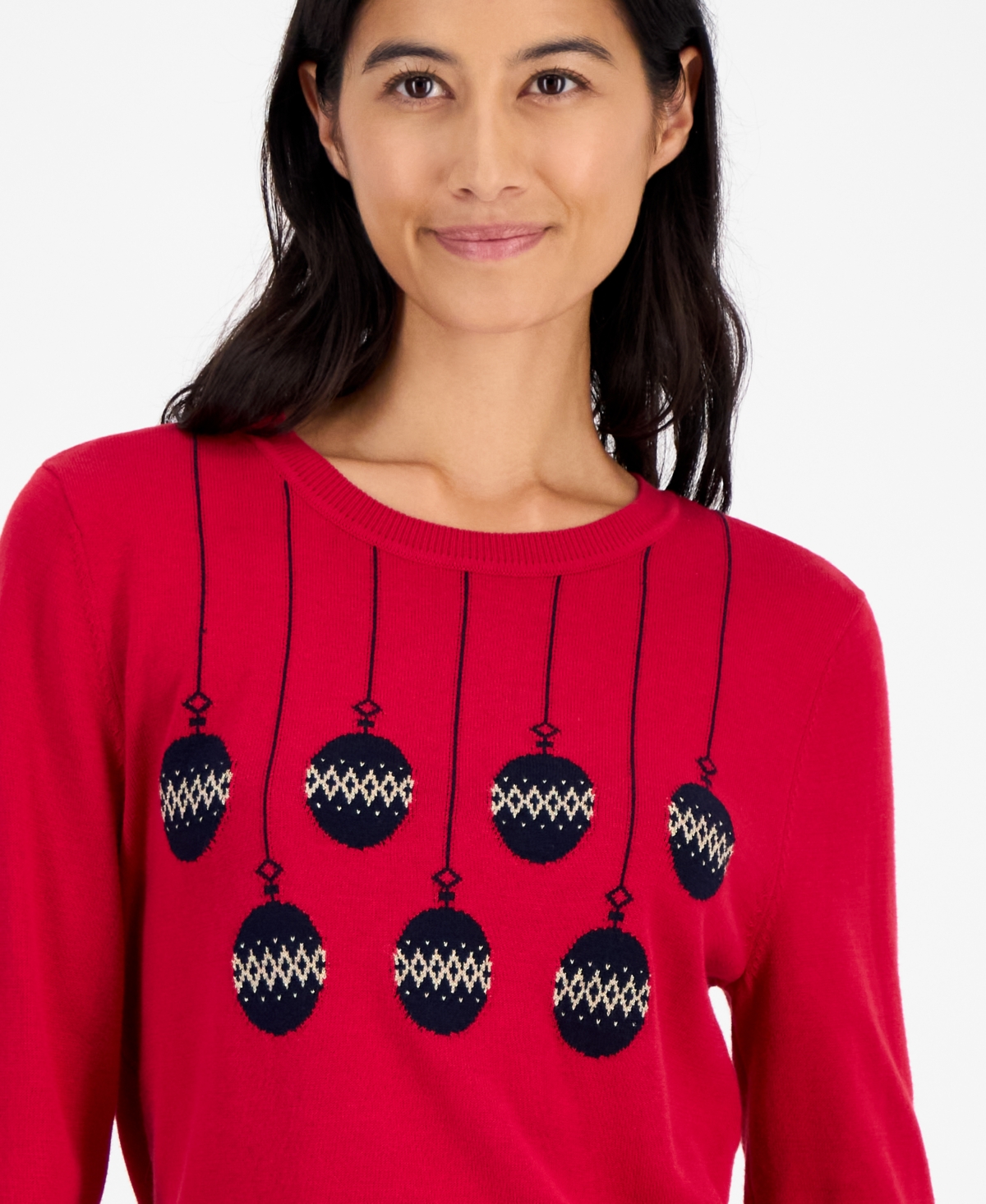 Tommy Hilfiger Women's Lucy Cotton Ornament Graphic Sweater In Red