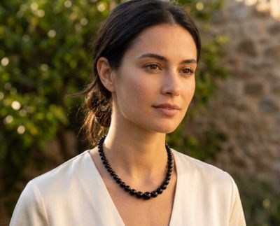 Semi-Precious Natural Black Onyx Stone 10MM Bead Ball Strand Necklace 16-19 Inch