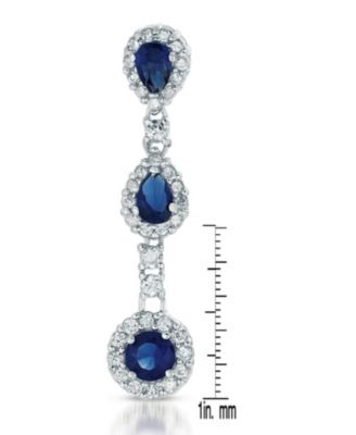 Women's White Gold Plated 3 Linear Colored CZ Dangle Earrings