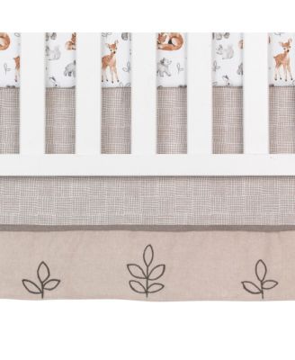 Baby Painted Forest Gray/Beige Woodland Animals 4-Piece Nursery Crib Bedding Set