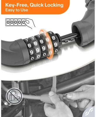 Bike Lock: 5 Digit Combination High Security Anti Theft Bike Chain Lock
