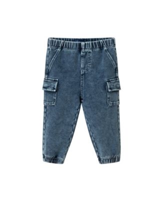 Infant Boys Grey Check Buttondown and Denim Pant Set