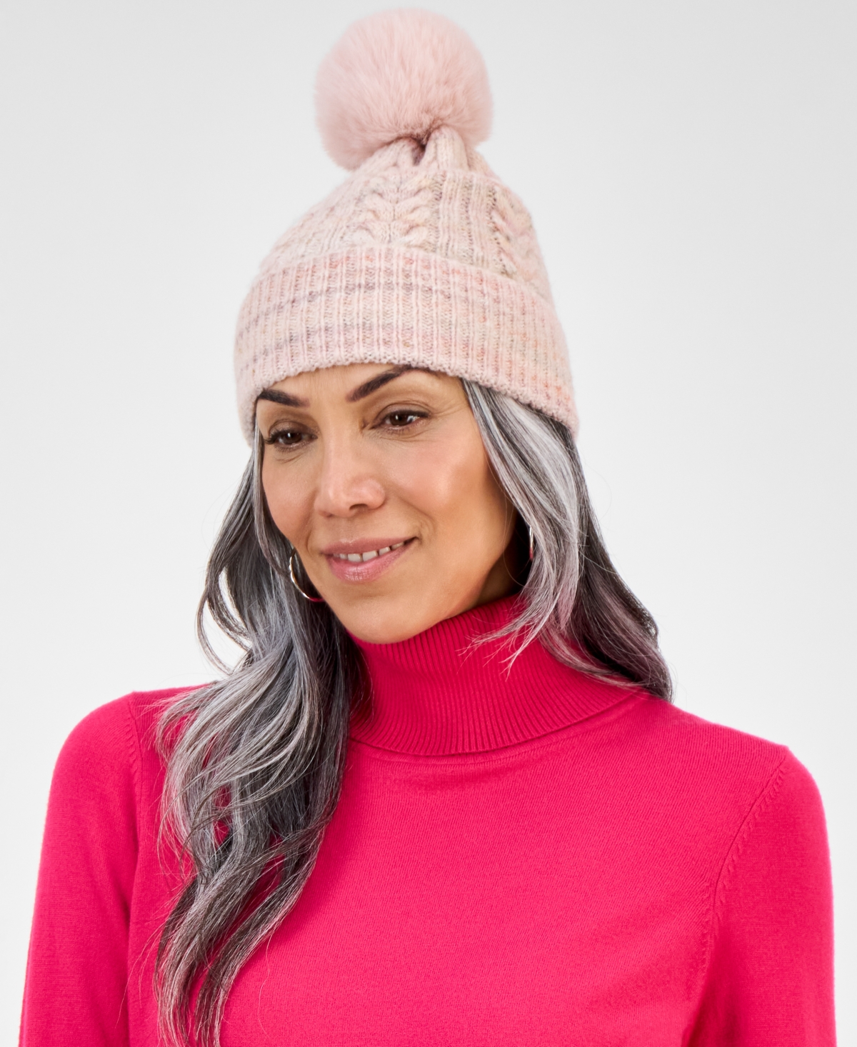 Style & Co Women's Space Dye Cable Knit Beanie, Macy's Exclusive