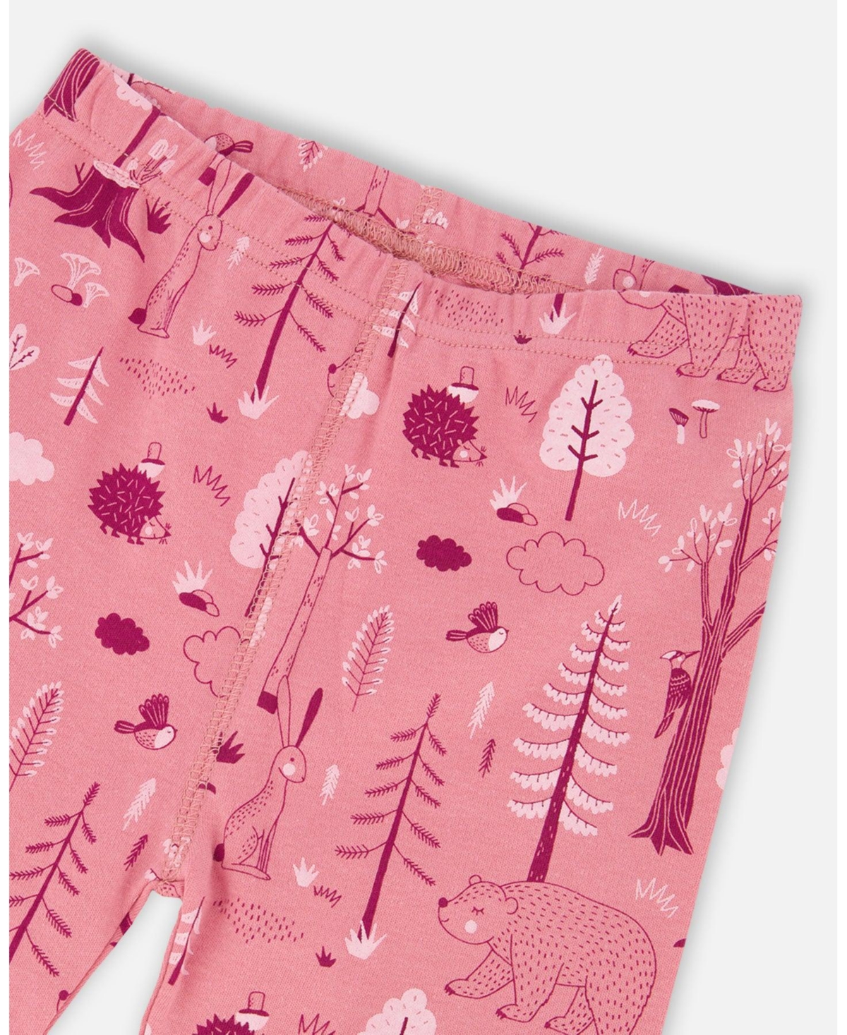 Deux par Girl Cotton Two-Piece Pajamas Pink Forest