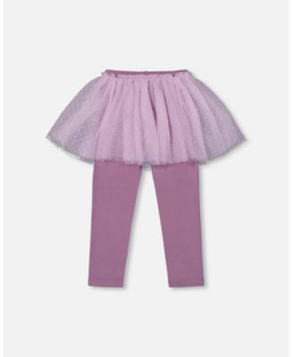 Girl Leggings with Tulle Skirt Purple Gray - Toddler|Child