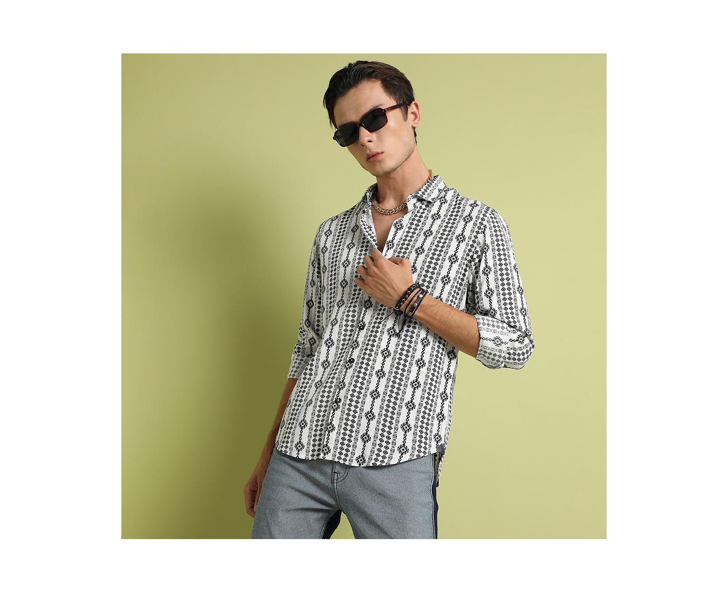 Men's Black & Grey Geometric Aztec