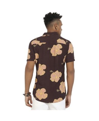 Men's Brown Hibiscus Print Shirt