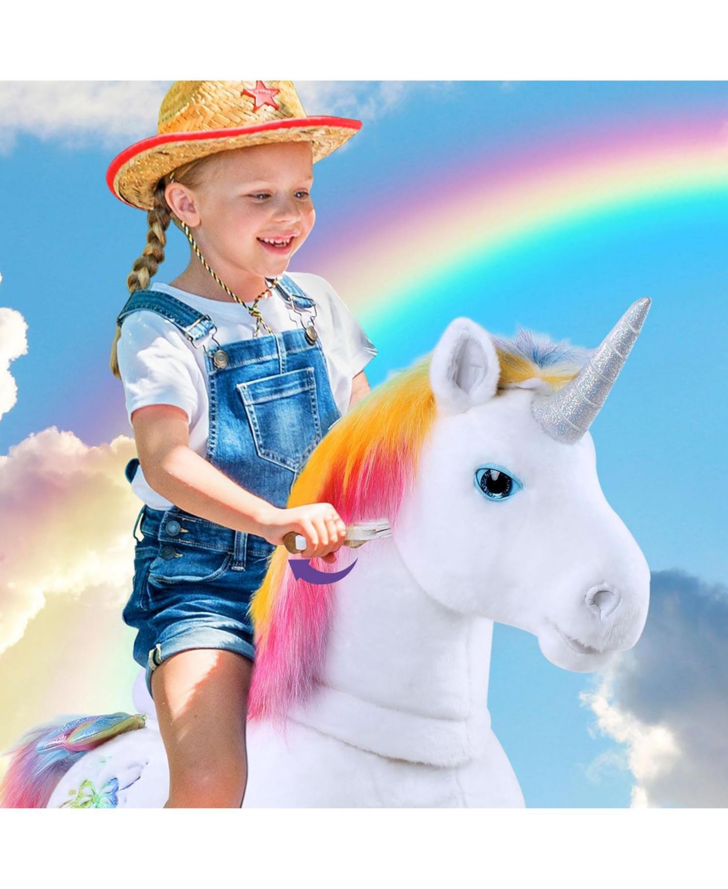 Детская игрушка PonyCycle Model X Rainbow Unicorn Ride-On Toy, Ages 3-4, цвет: Разноцветный — фото 3