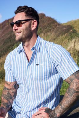 Big & Tall Short Sleeve Cotton Linen Look Shirt