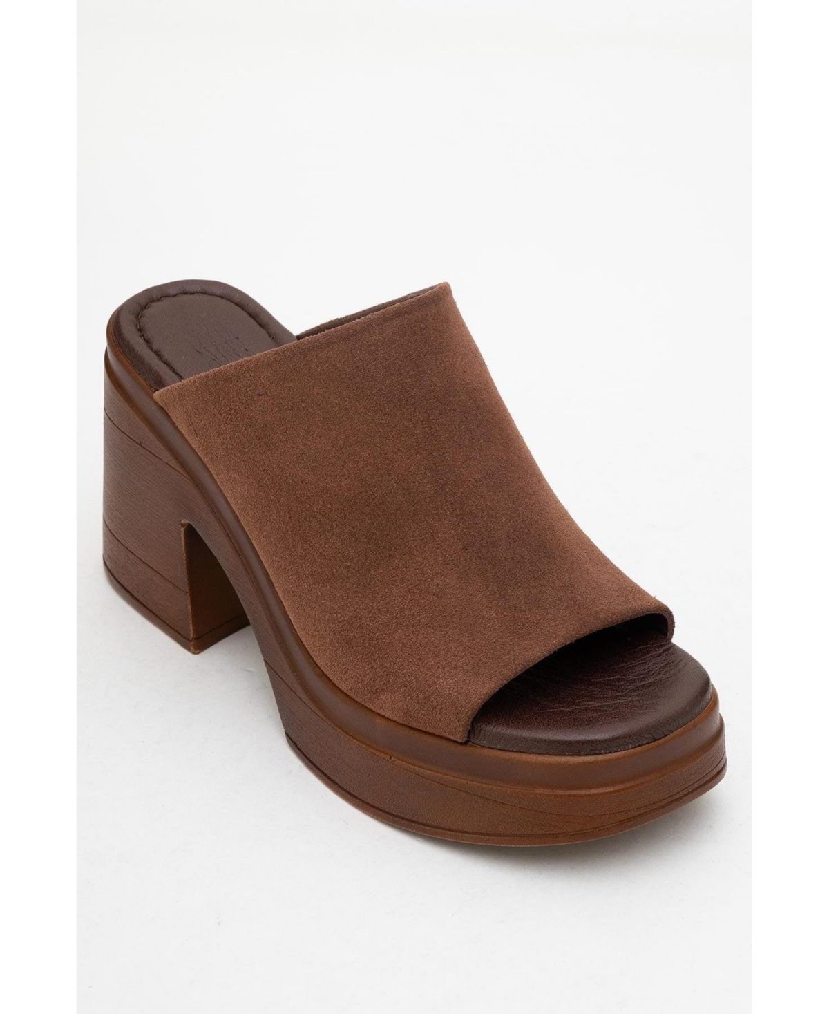 Nola Leather Platform Mules (Women) - Dark brown suede leather