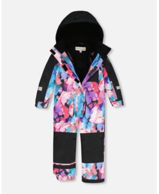 Girl One-Piece Play Snowsuit Black Butterfly Print - Toddler|Child