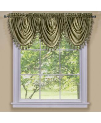 Royal Ombre Curshed Semi Sheer 3 Pack Tassled Window Valances - 46 in. W x 42 in. L
